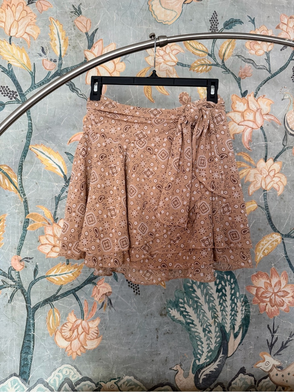 Aerie Camel Tan Bandanna Wrap Mini Skirt S Boho